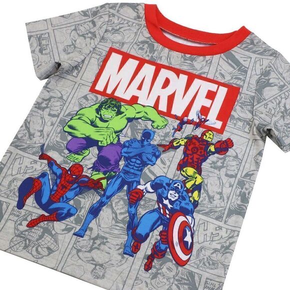 NEW! Marvel Kids' 4 PC PJ Set- 2 Graphic Tee’s, 1 Long Pant and 1 shorts, Size 7 - Picture 4 of 15
